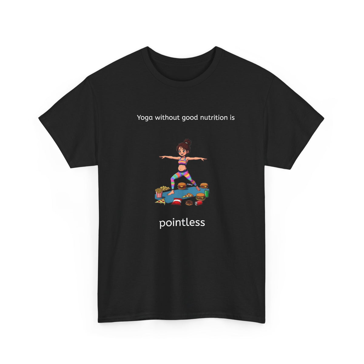 Yoga Girl Tee fastfood — Colorful Warrior II Pose Shirt for Women & Girls