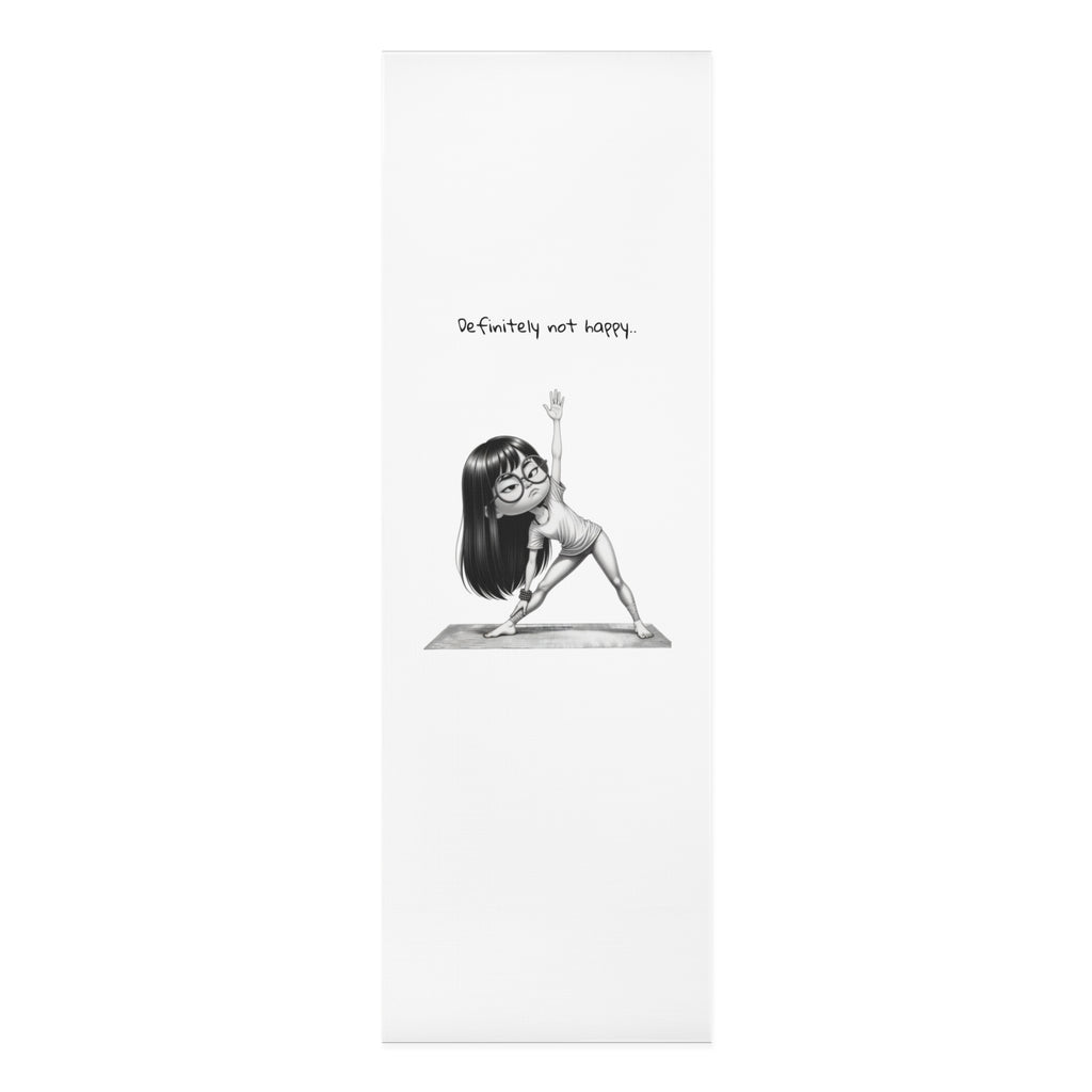 Yoga Mat — “Definitely Not Happy” Funny Cartoon Yoga Pose Mat