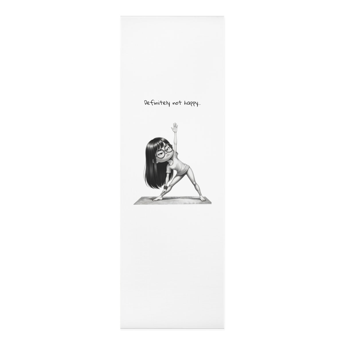 Yoga Mat — “Definitely Not Happy” Funny Cartoon Yoga Pose Mat