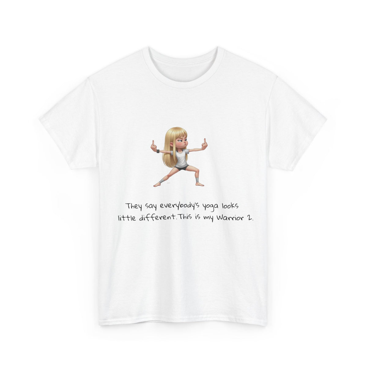 Yoga Warrior 2 — Funny Cartoon Girl with Quote