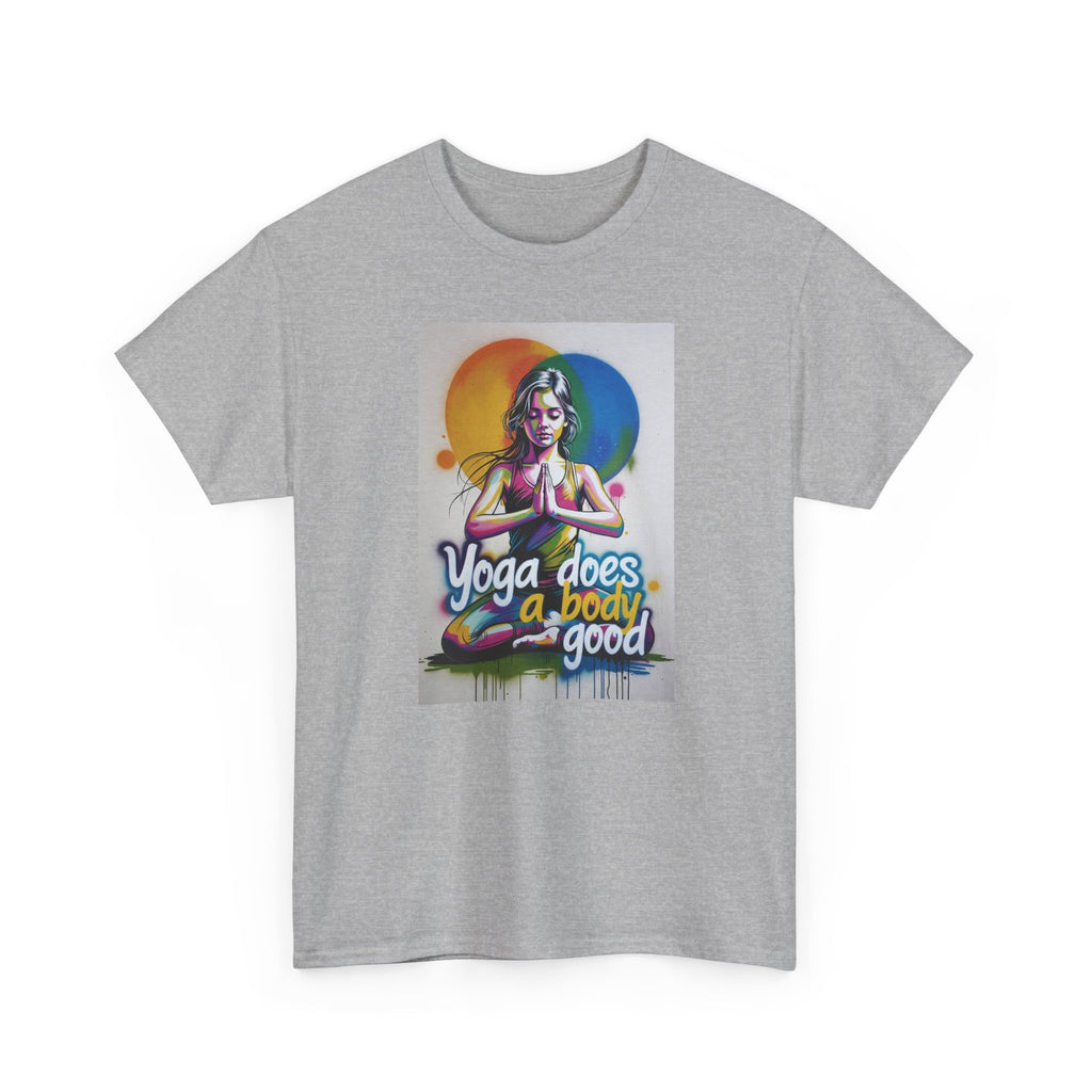 Yoga Does a Body Good T-Shirt — Colorful Meditation Graphic Tee for Yogis