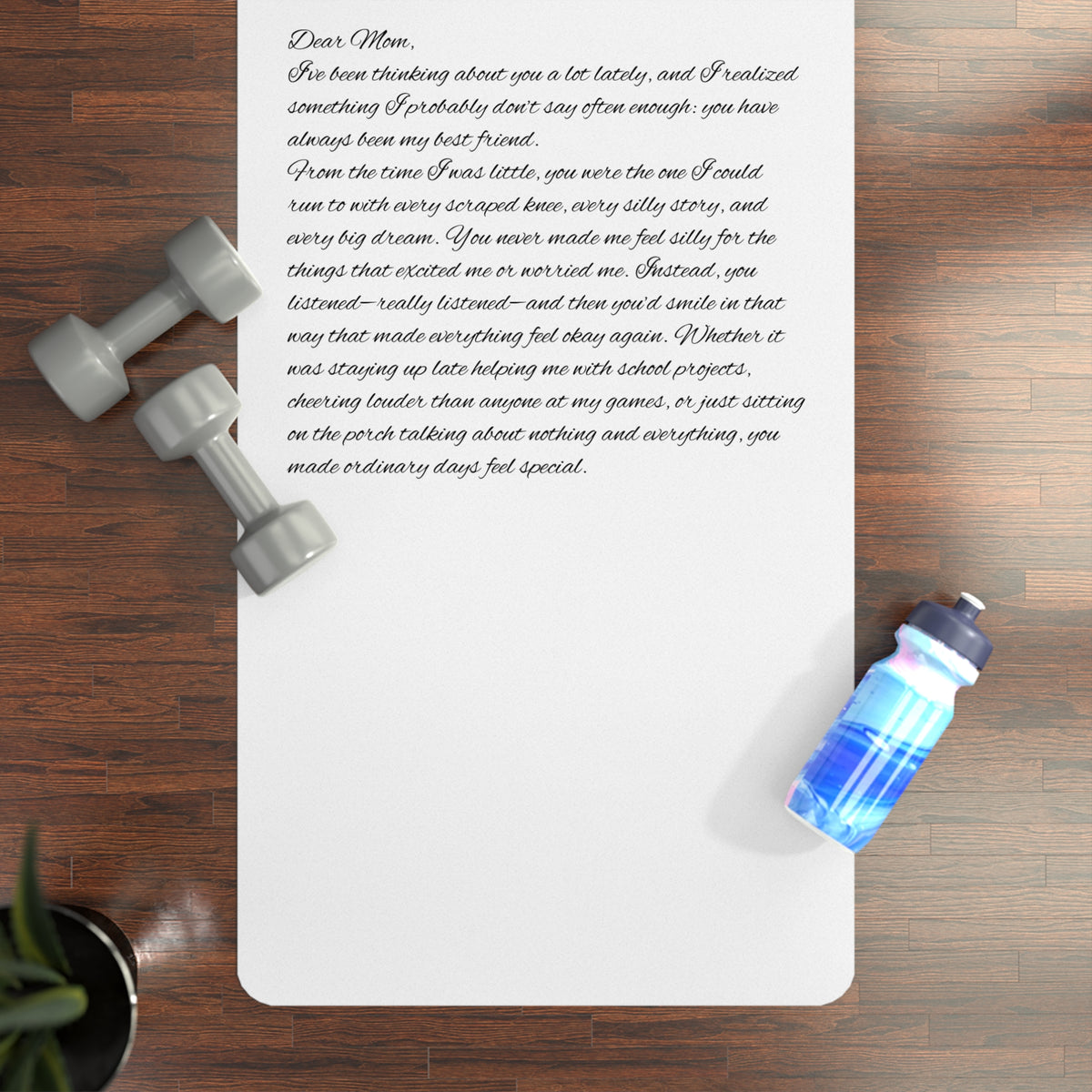 Minimalist Rubber Yoga Mat with Centered Inspirational Script — Non-Slip Exercise Mat
