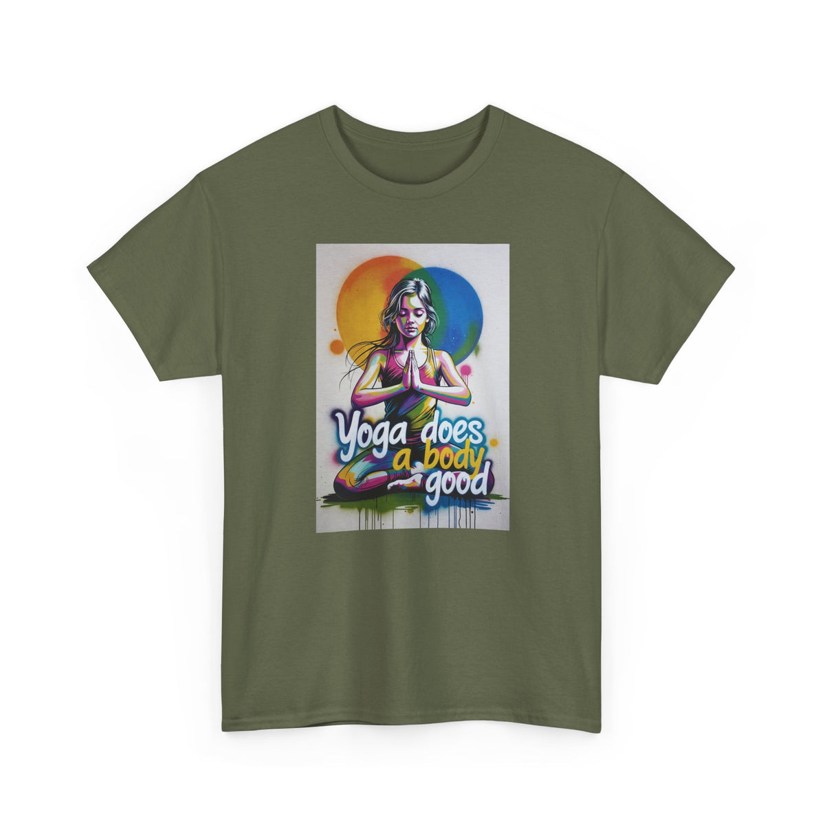 Yoga Does a Body Good T-Shirt — Colorful Meditation Graphic Tee for Yogis