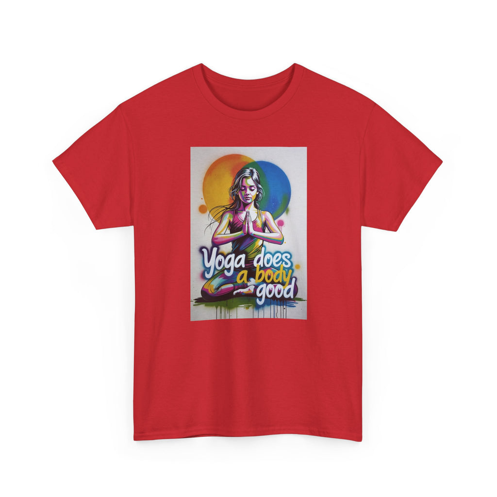 Yoga Does a Body Good T-Shirt — Colorful Meditation Graphic Tee for Yogis