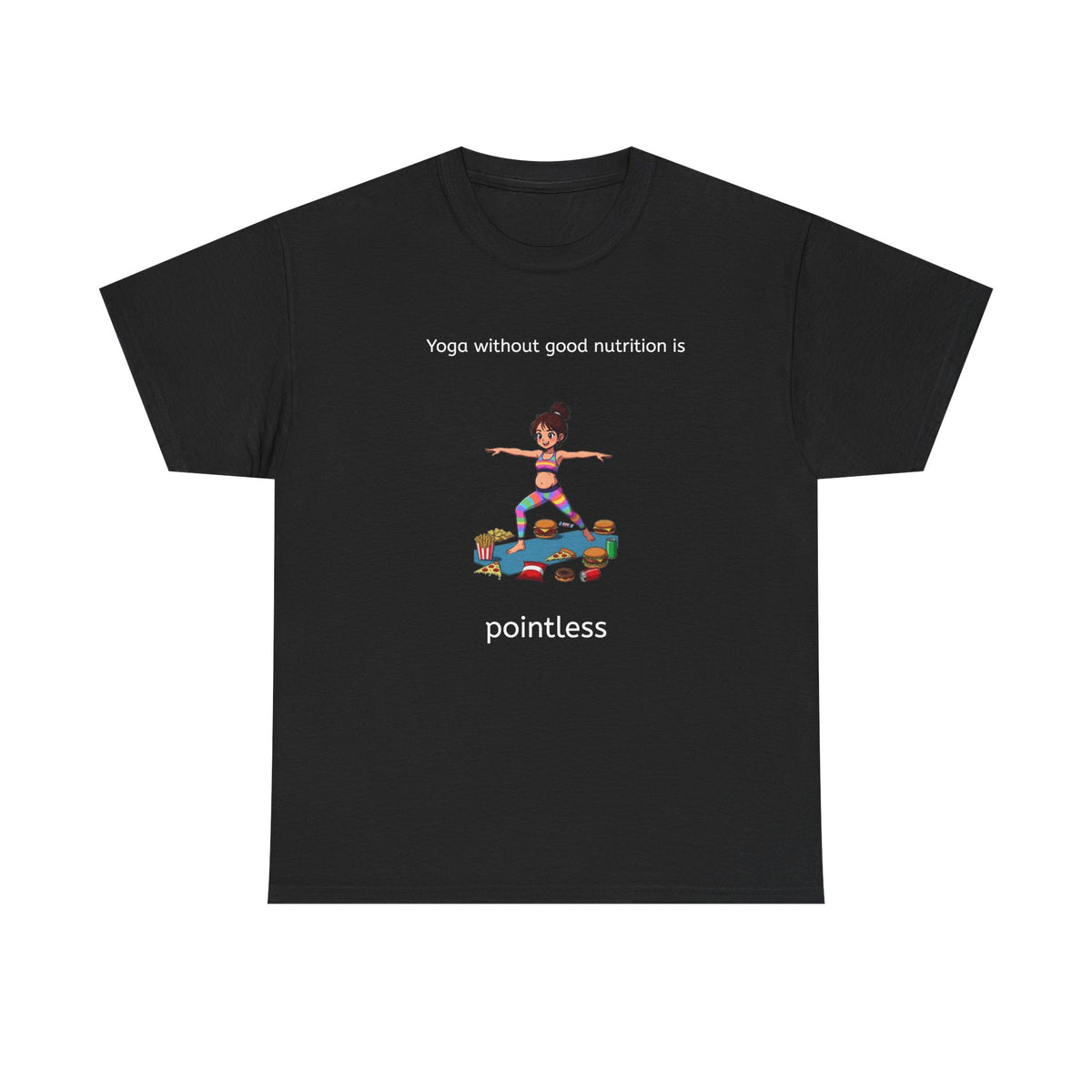 Yoga Girl Tee fastfood — Colorful Warrior II Pose Shirt for Women & Girls