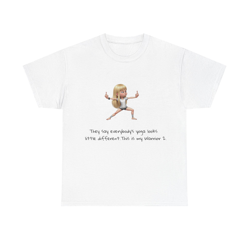 Yoga Warrior 2 — Funny Cartoon Girl with Quote