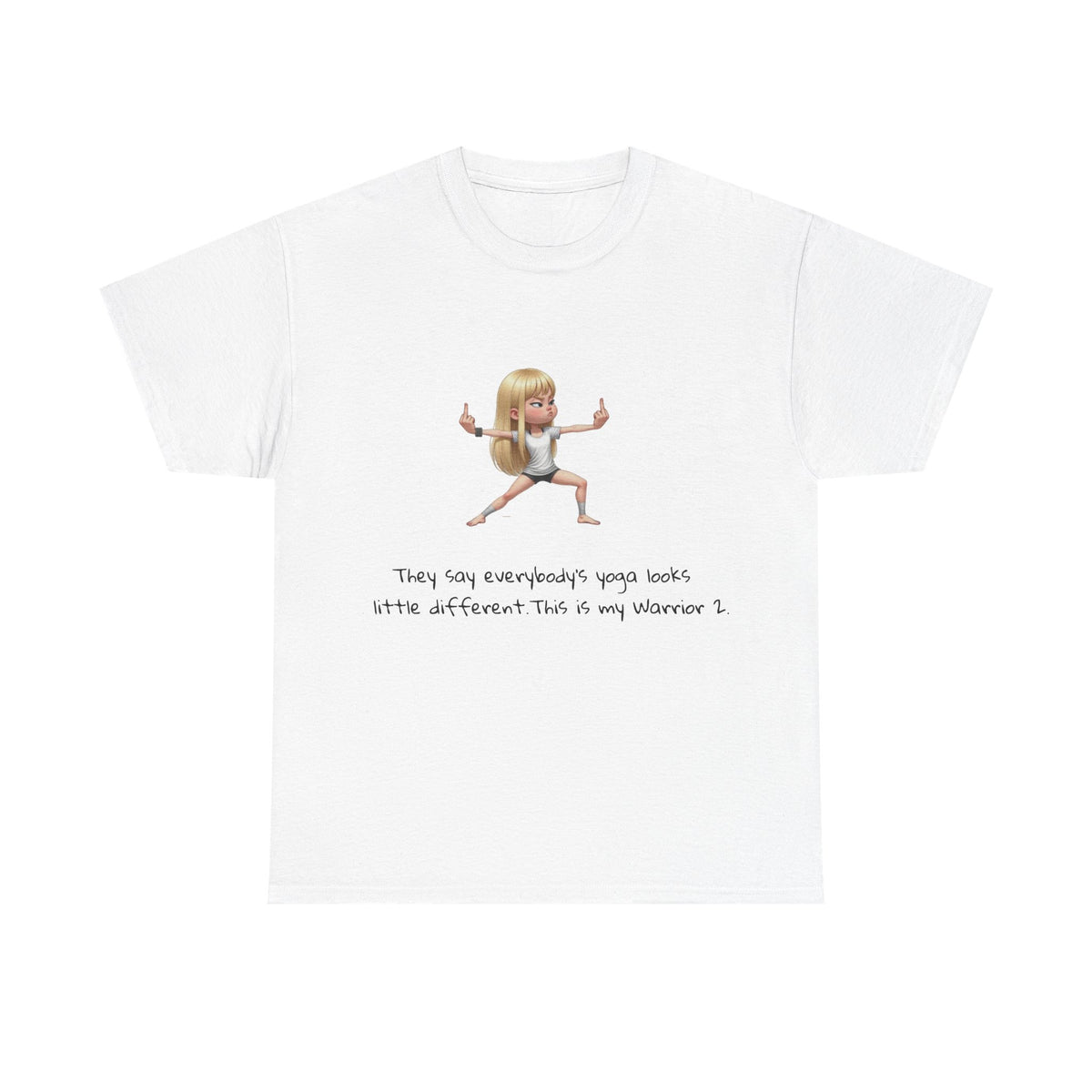 Yoga Warrior 2 — Funny Cartoon Girl with Quote