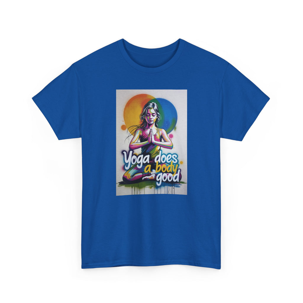 Yoga Does a Body Good T-Shirt — Colorful Meditation Graphic Tee for Yogis