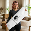 Rubber Yoga Mat — Cute Cartoon Girl Stretching with "Definitely Not Happy" Caption