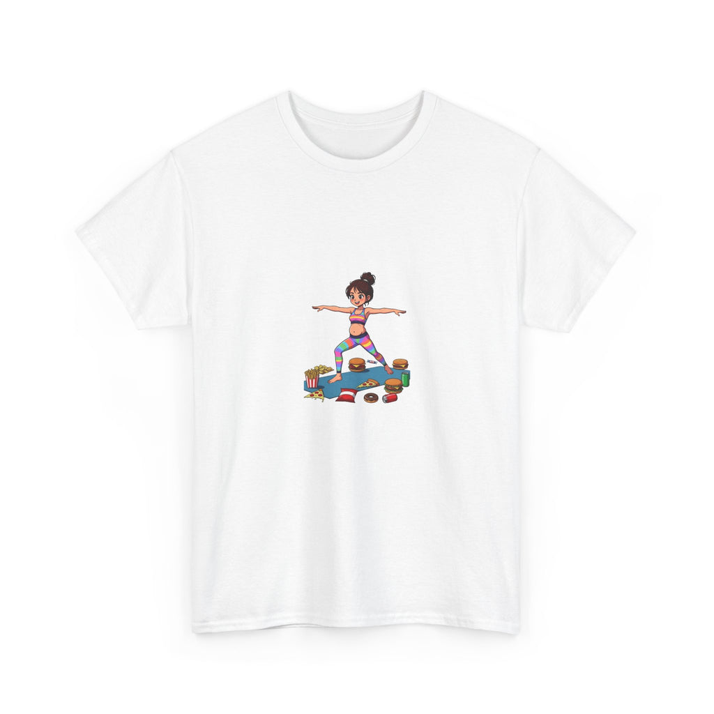 Yoga Girl Tee fastfood — Colorful Warrior II Pose Shirt for Women & Girls