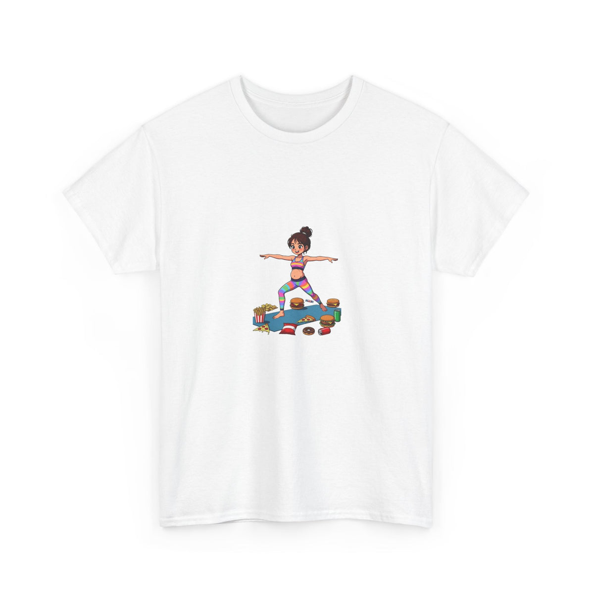 Yoga Girl Tee fastfood — Colorful Warrior II Pose Shirt for Women & Girls