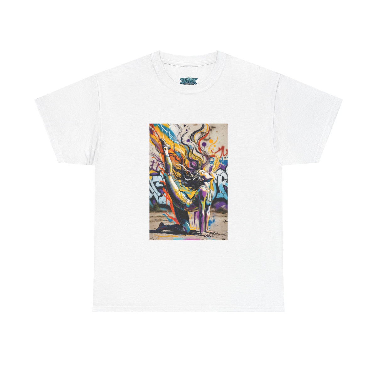 Yoga Graphic Tee — Colorful Street Art Print