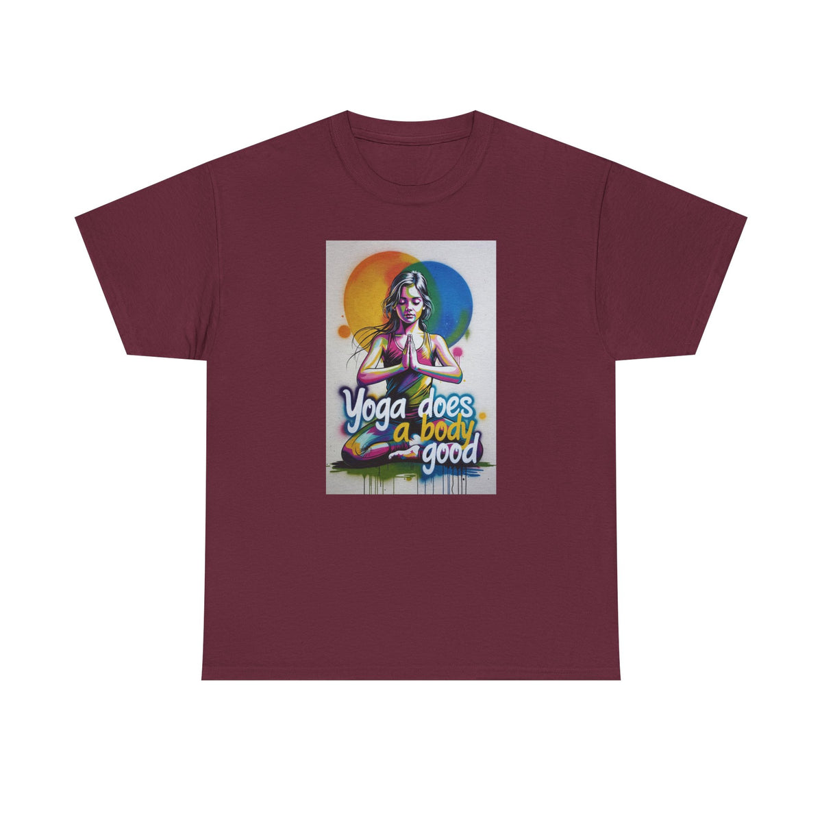 Yoga Does a Body Good T-Shirt — Colorful Meditation Graphic Tee for Yogis