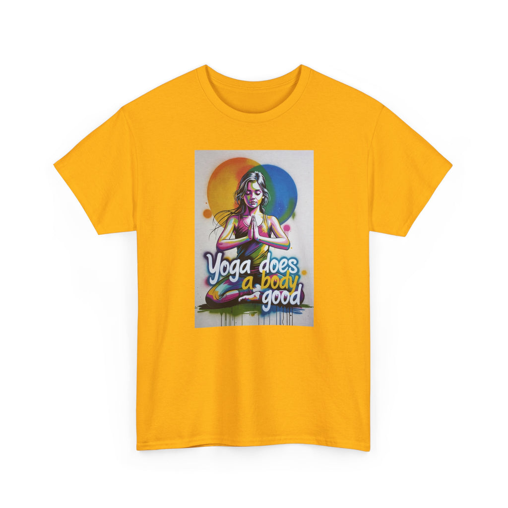 Yoga Does a Body Good T-Shirt — Colorful Meditation Graphic Tee for Yogis