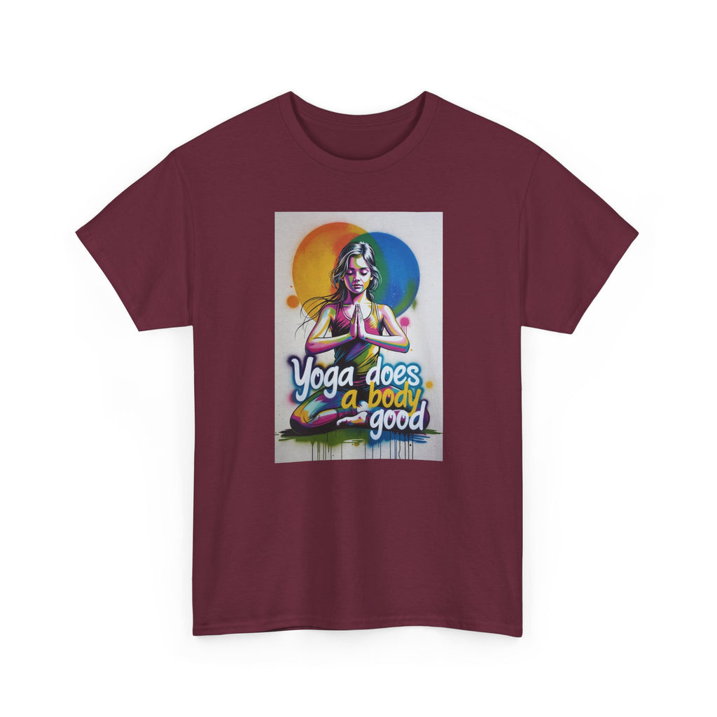 Yoga Does a Body Good T-Shirt — Colorful Meditation Graphic Tee for Yogis