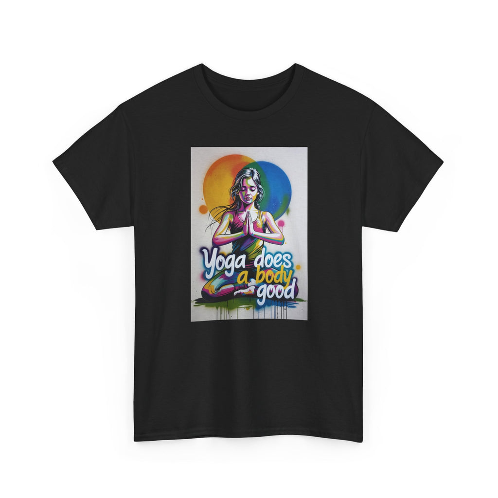 Yoga Does a Body Good T-Shirt — Colorful Meditation Graphic Tee for Yogis