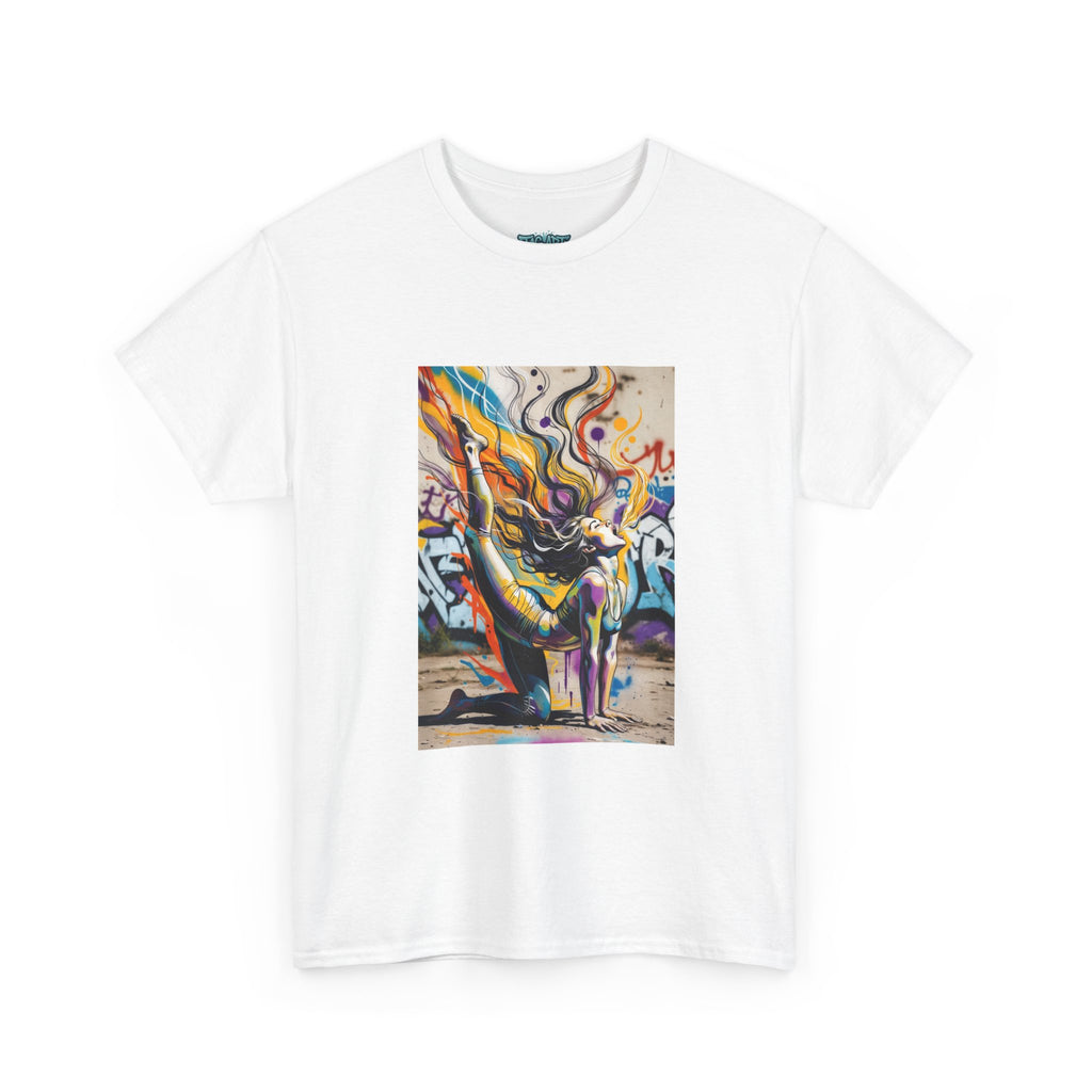 Yoga Graphic Tee — Colorful Street Art Print